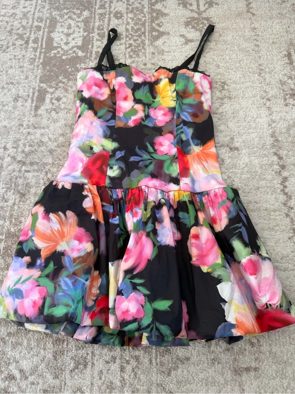 Women’s Show Me Your Mumu Skort Black Floral Spaghetti-Strap Dress